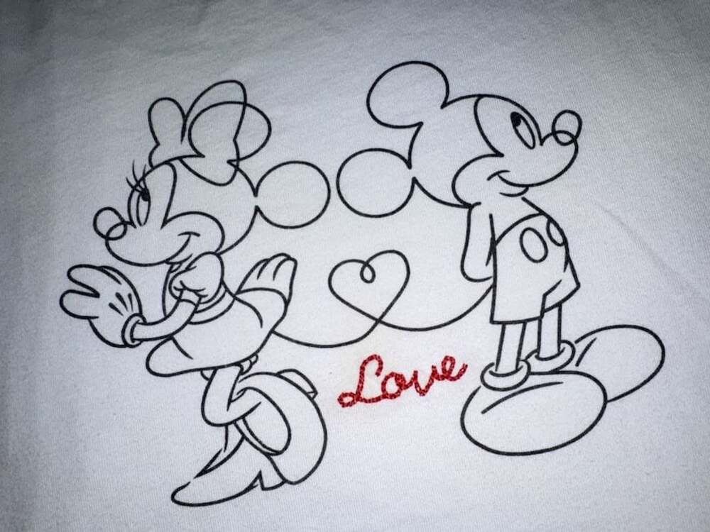Disney Mickey And Minnie Mouse White Graphic T-Shirt With Love